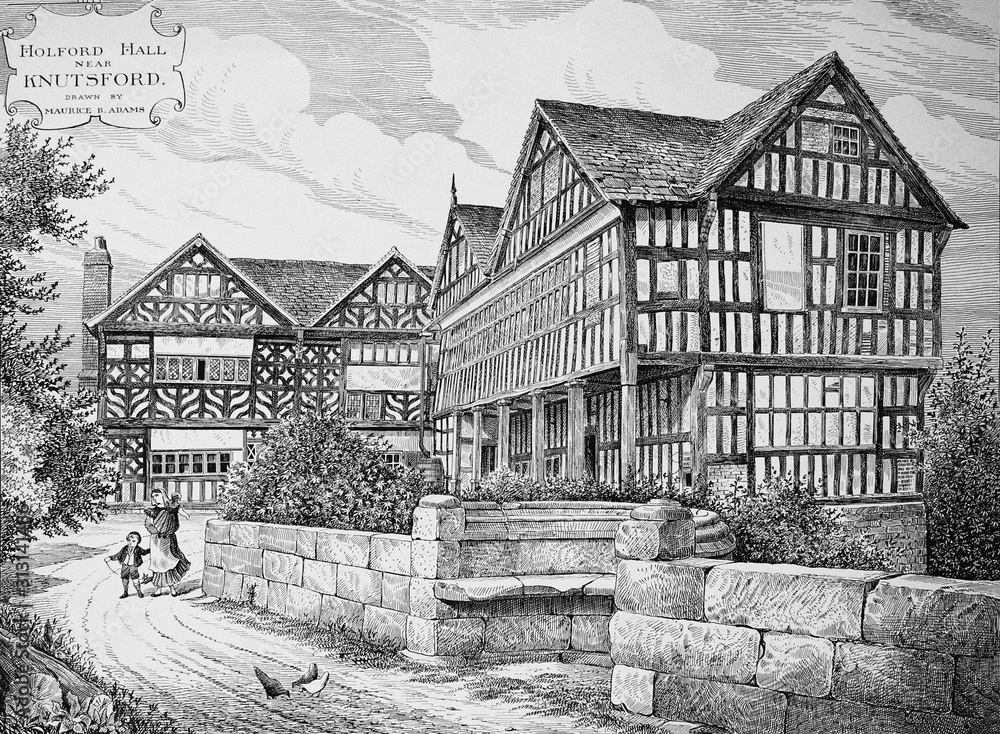 Φωτογραφία Holford Hall House in a vintage book Old English Houses by Maurice Adams, 1888,