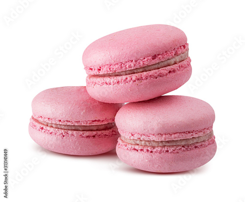 Sweet macaroon isolated on white background with clipping path photo