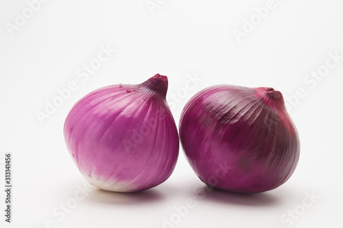 Two Red Onion on a white background