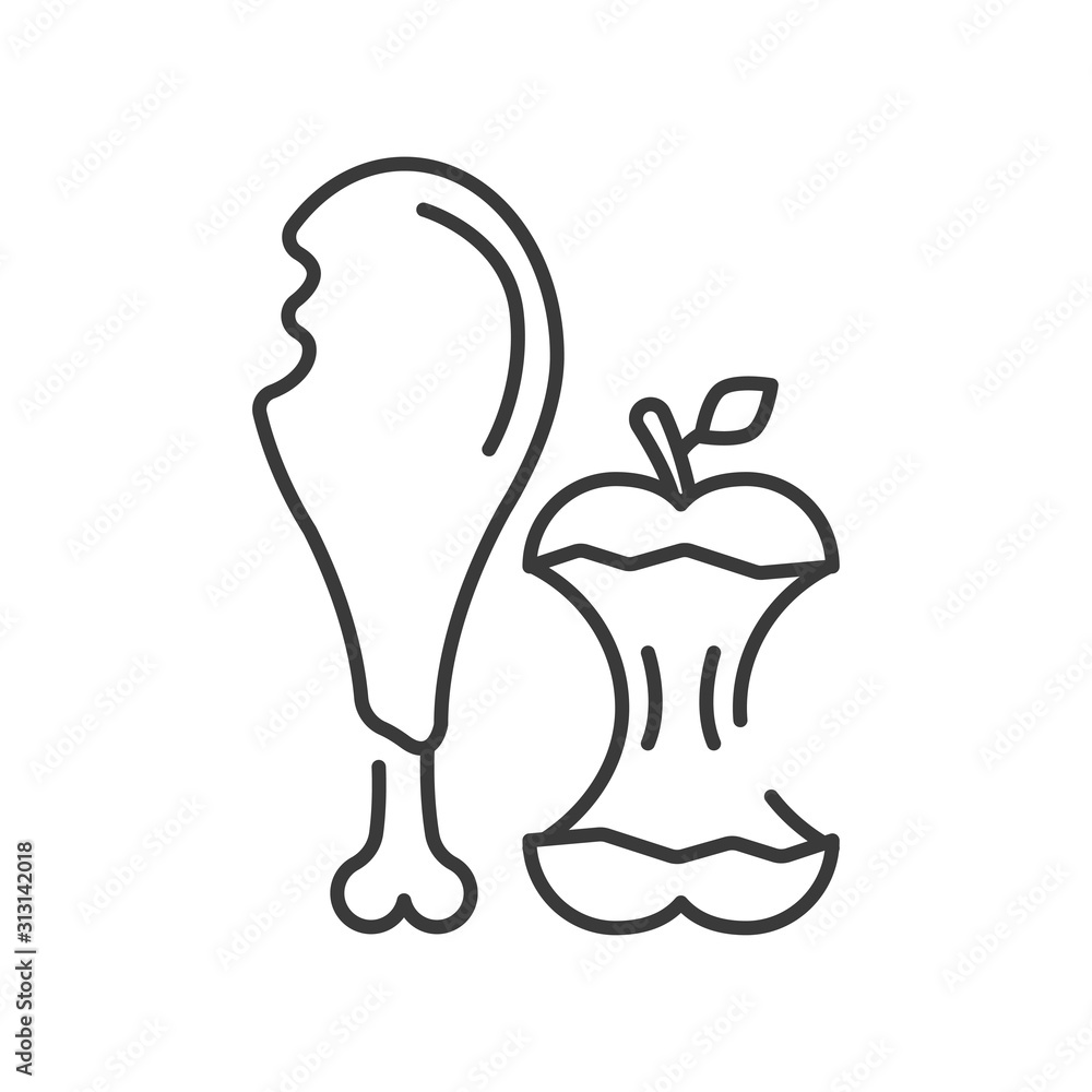 Organic recyclable black line icon. Waste recycling. Garbage sorting. Eco friendly. Sign for web page, app. UI UX GUI design element. Editable stroke. Organic recyclable black line icon. Waste recycling. Garbage sorting. Eco friendly. Sign for web page, app. UI UX GUI design element. Editable stroke.