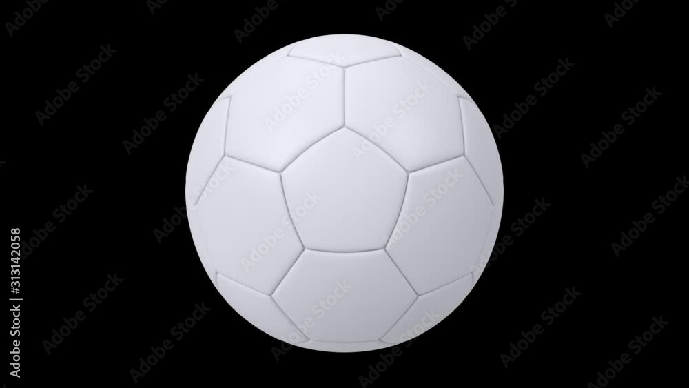 Realistic white soccer ball isolated on black background. 3d looping ...