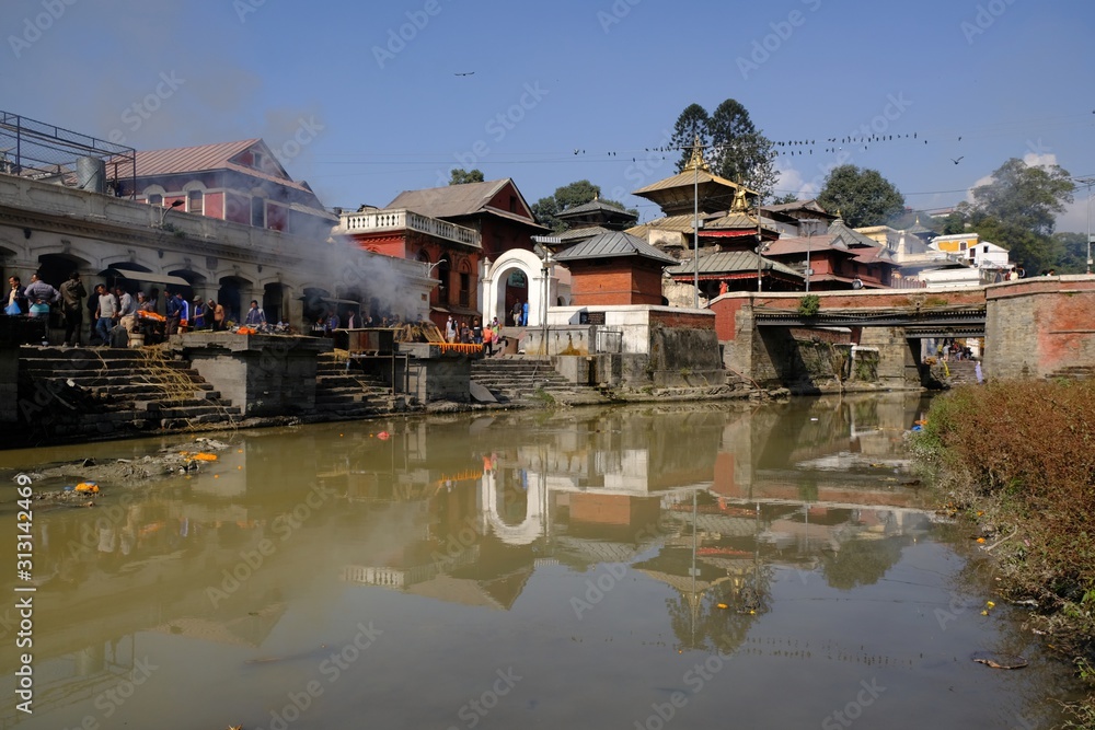 Pashupatinath temple on bank of Bagmati River in Kathmandu, Nepal