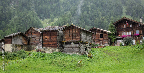 Quaint Swiss mountain Hamlet of Z’mutt, located in the Alps near Zermatt