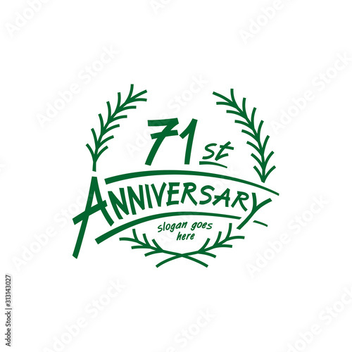 71 years design template. Seventy first years logo. Vector and illustration. 