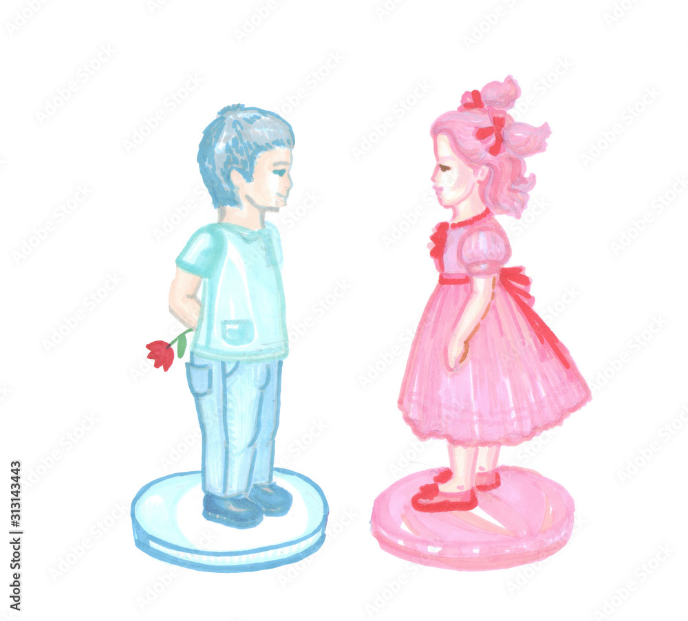 gender reveal party blue boy and pink girl on a white gender reveal party blue boy and pink girl on a white