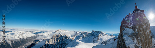 Vászonkép beautiful panoramic scenery view of europe alps landscape from the aiguille du m