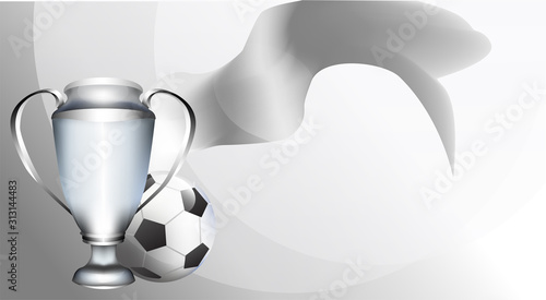 football theme championship banner .tournament soccer game. realistic 3d flag mock up on grey background. vector illustration