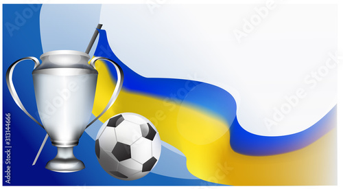 football cup championat in ukraine. kiev tournament award. soccer play event. realistic background vector illustration