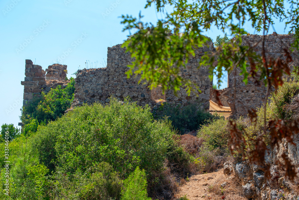 ruins of the ancient fortress of Syedra in Alanya, Turkey