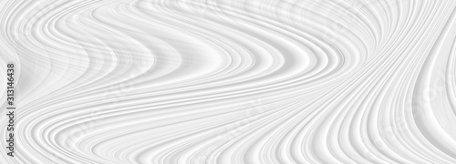 White 3 d background with wave illustration  beautiful bending pattern for web screensaver. Light gray texture with smooth lines for a wedding card.