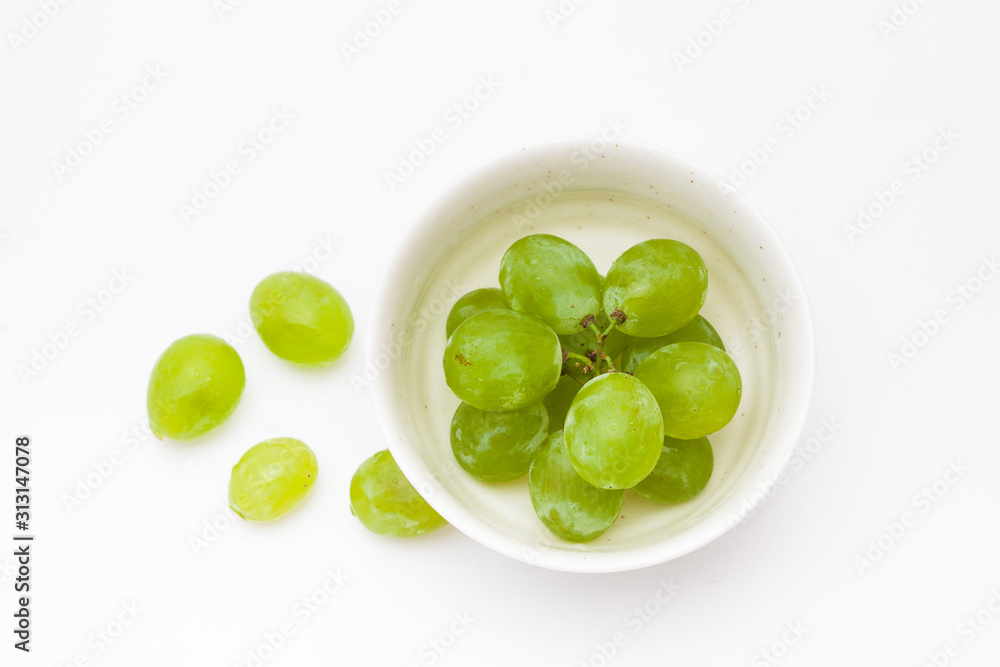 Green grapes with bowl Green grapes with bowl