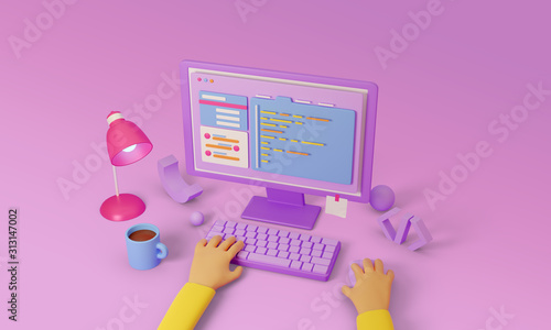 Software development and programming. 3d render