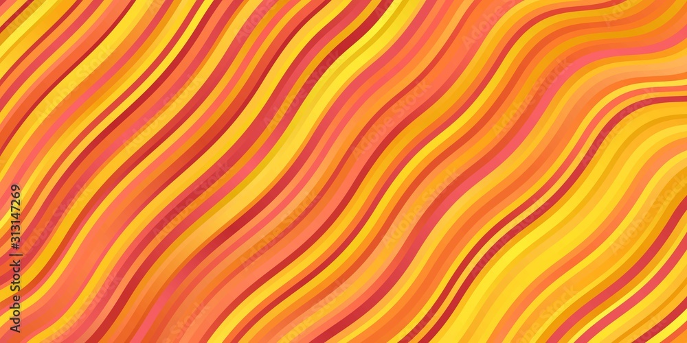 Light Red, Yellow vector backdrop with circular arc. Colorful illustration in abstract style with bent lines. Pattern for commercials, ads. Light Red, Yellow vector backdrop with circular arc. Colorful illustration in abstract style with bent lines. Pattern for commercials, ads.