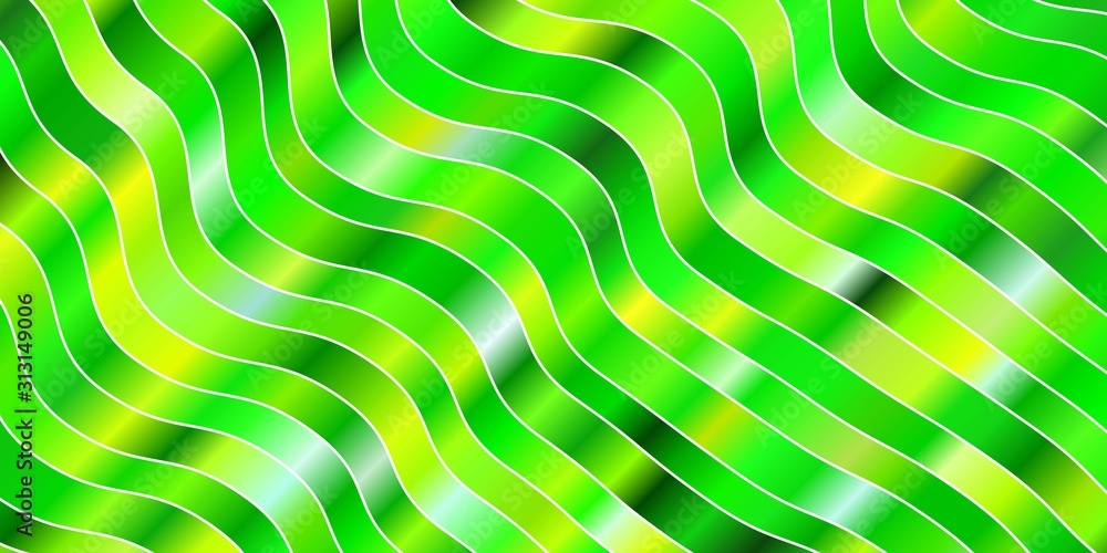 Light Green, Yellow vector pattern with curves. Bright sample with colorful bent lines, shapes. Template for your UI design.