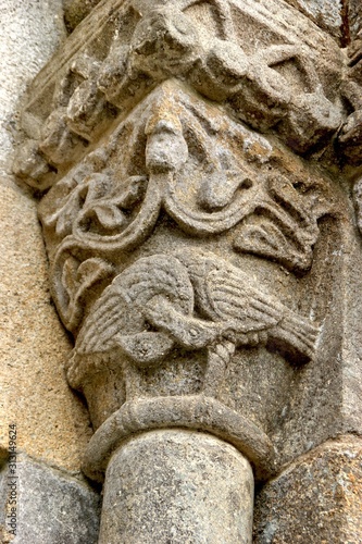 Romanesque capitals of Sao Pedro de Ferreira monastery in portugal