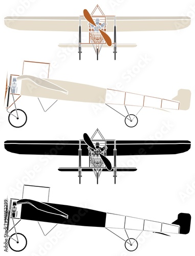 Bleriot plane colored and without outline. photo