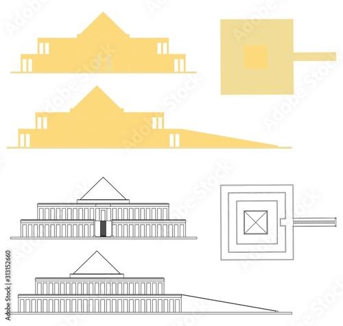 King Mentuhotep II Temple and outline.