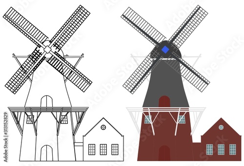 Hazewind colored and outline. Gieten city.