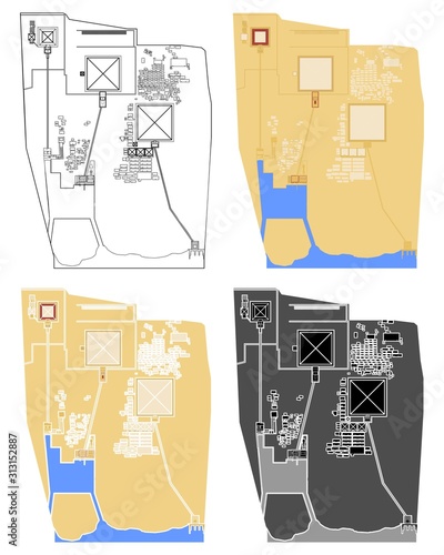 Giza Necropolis in top view.