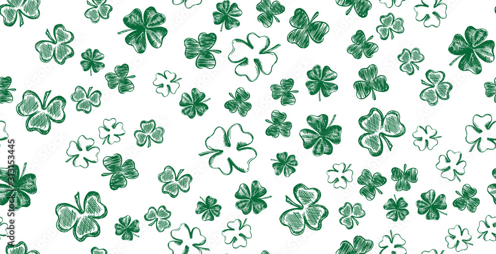 Sketch clover. Patrick day. Hand drawn illustration. Sketch clover. Patrick day. Hand drawn illustration.