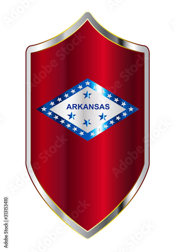 Arkansas State Flag On A Crusader Style Shield