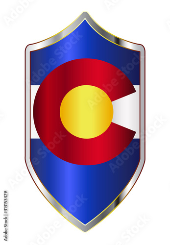 Colorado State Flag On A Crusader Style Shield
