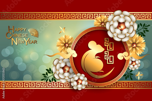 Abstract chinese new year 2020, Year of Rat. Vector and Illustration, EPS 10