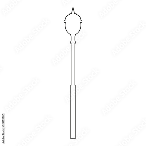 Outline street light silhouette isolated on white background. Vintage street lights. Elements for landscape construction. Vector illustration for any design.