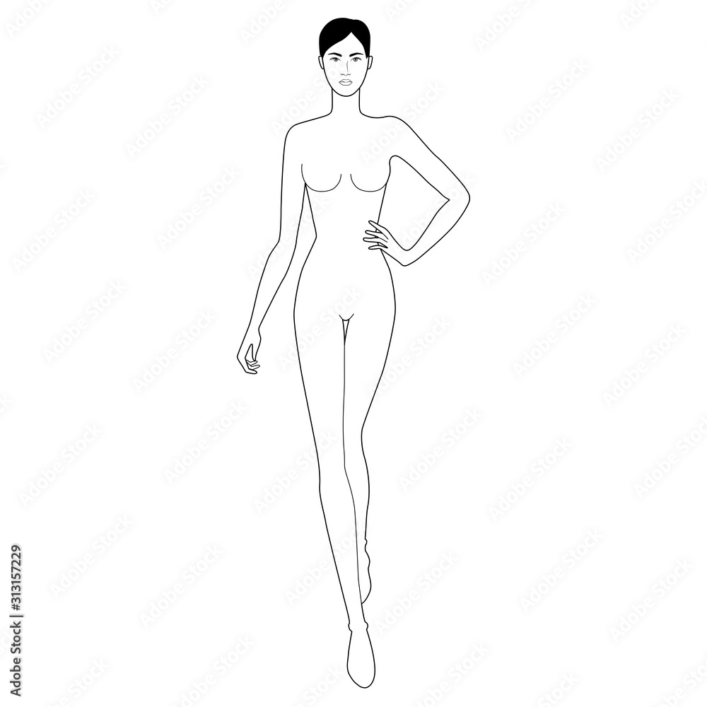 Fashion template of walking women. 