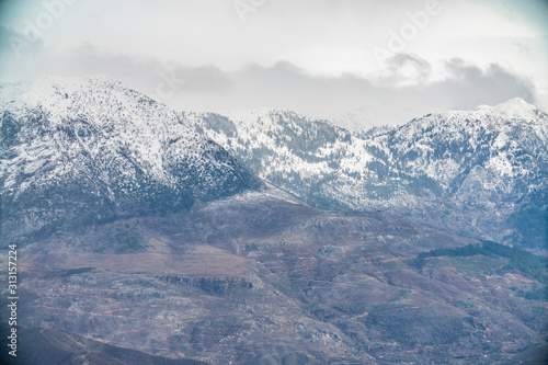 snow-capped mountain tops winter landscape