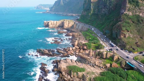 4k Aerial Footage of Nanya Rock, Jioufen,Taiwan. photo