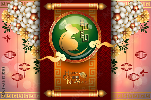 Abstract chinese new year 2020, Year of Rat. Vector and Illustration, EPS 10
