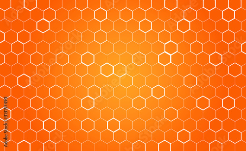 Honeycomb wallpaper. Orange background and white honeycomb shapes