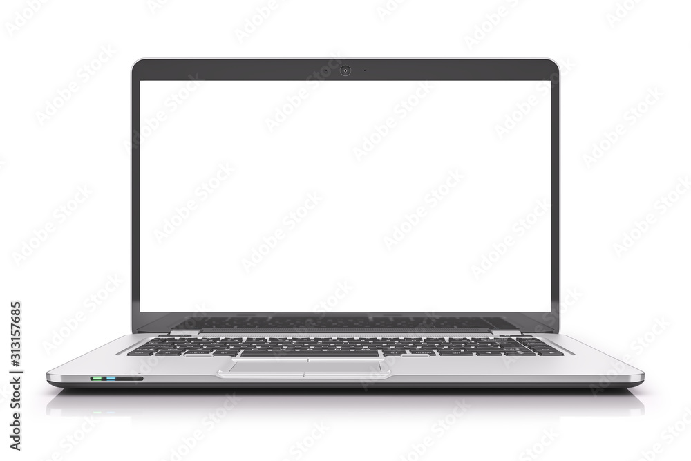 Front view on laptop with blank white screen Isolated on a white background. Front view on laptop with blank white screen Isolated on a white background.