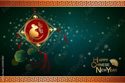 Abstract chinese new year 2020, Year of Rat. Vector and Illustration, EPS 10