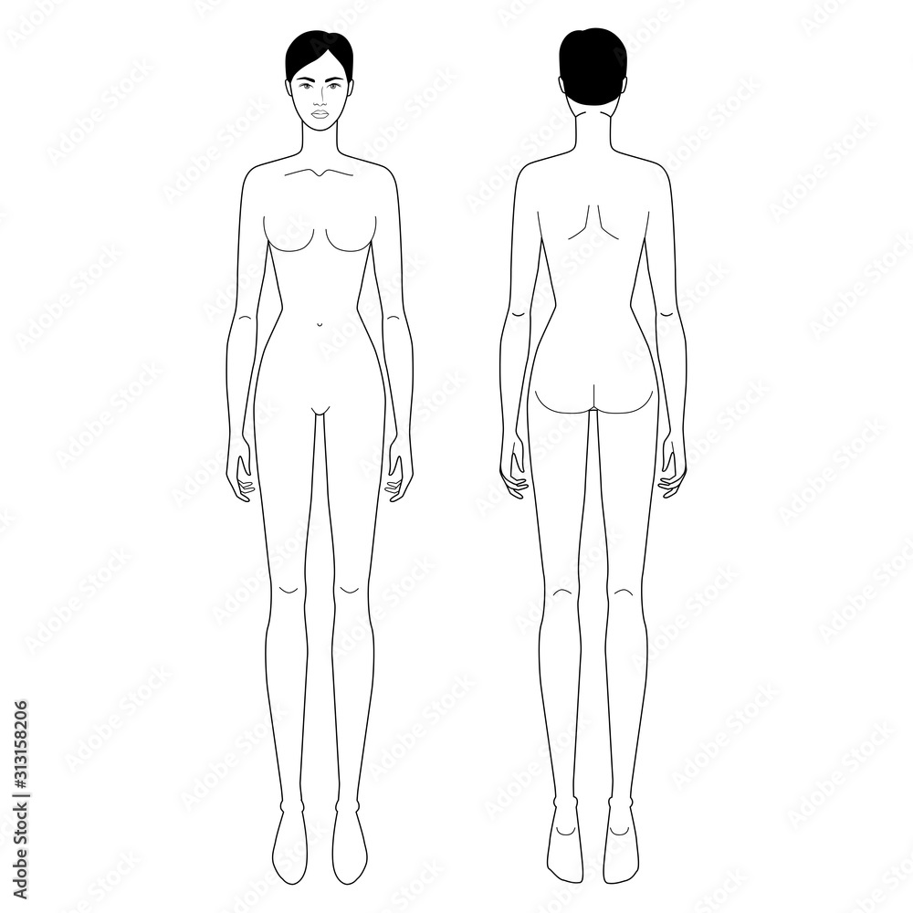 Fashion template of standing women. Fashion template of standing women.