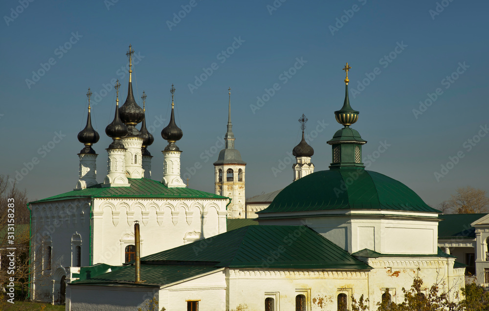 Church of Paraskeva Pyatnitsa and Palm Sunday (Entry-Jerusalem) church in Suzdal. Vladimir oblast. Russia