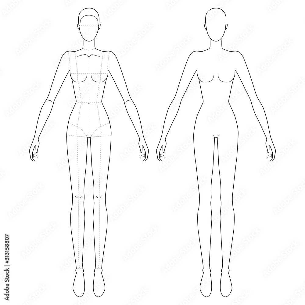 Fashion template of standing women. Fashion template of standing women.