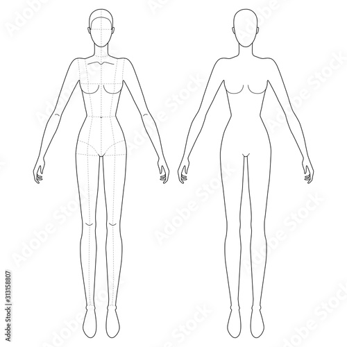 Fashion template of standing women. 