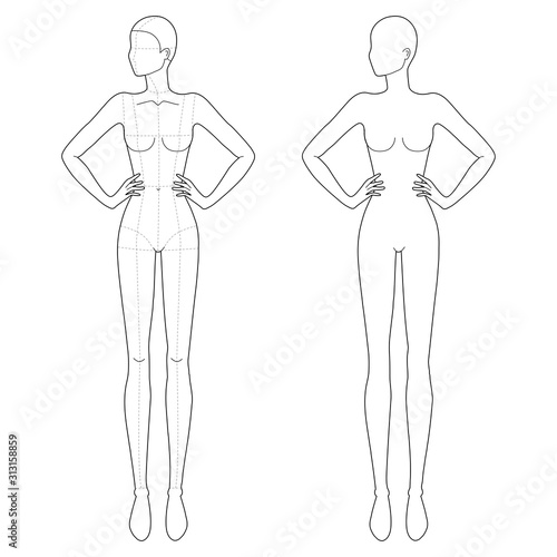 Fashion template of standing women. 