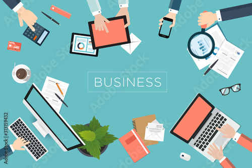 Teamwork business concept on table