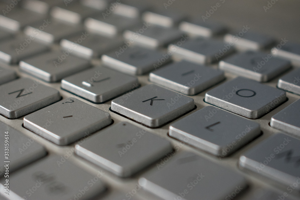 closeup of computer keyboard letter k