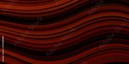 Dark Orange vector layout with circular arc. Abstract illustration with bandy gradient lines. Pattern for websites  landing pages.