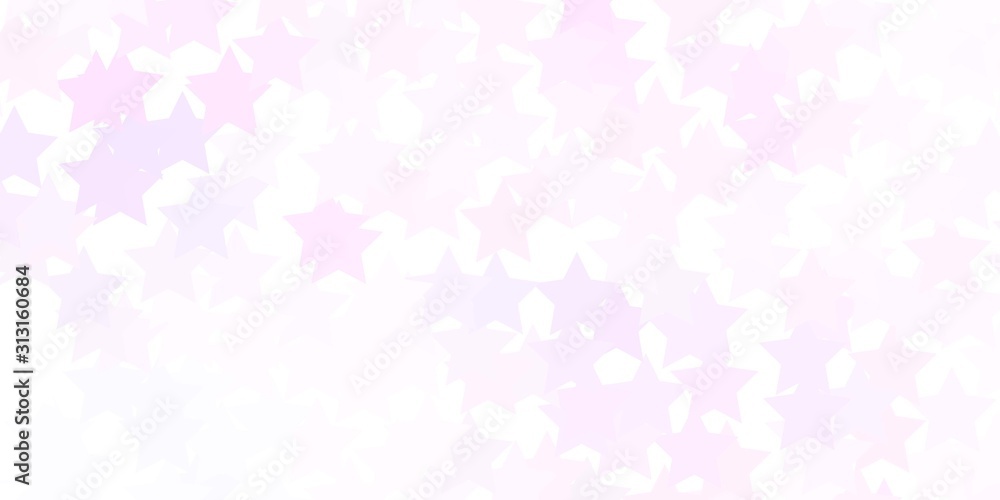 Light Purple vector background with small and big stars. Blur decorative design in simple style with stars. Design for your business promotion.