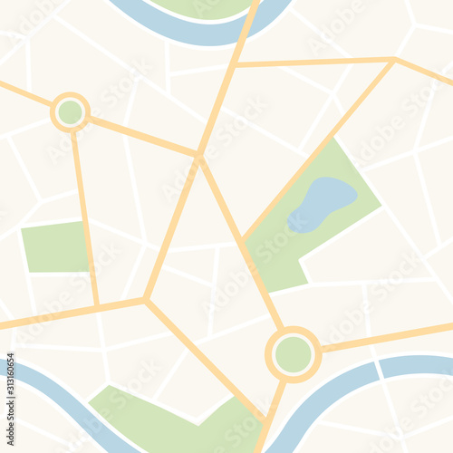 Abstract city map. Seamless pattern. Roads, navigation, GPS. Use for pattern fills, surface textures web page background, wallpaper. Vector illustration