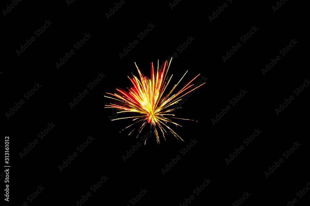 New Year celebration fireworks, isolate on a black background New Year celebration fireworks, isolate on a black background