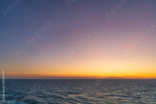 Sunset on the sea  waves  horizon.