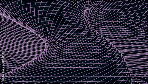 Abstract tunnel. Vector wormhole. 3D corridor mesh.