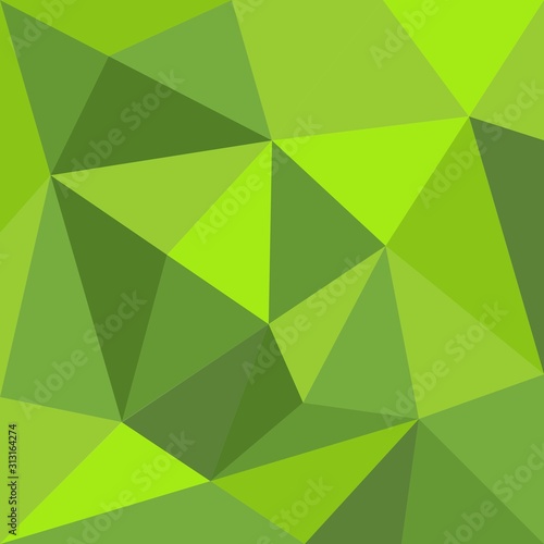 Green triangle vector background or pattern. Flat spring or summer surface wrapping geometric mosaic for fresh wallpaper or website design