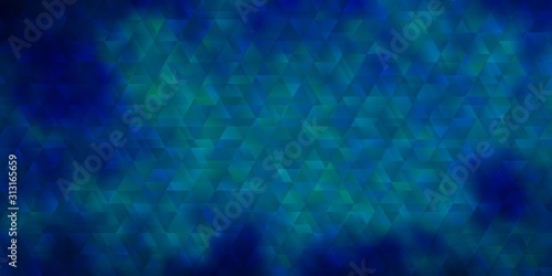 Dark BLUE vector background with lines  triangles.